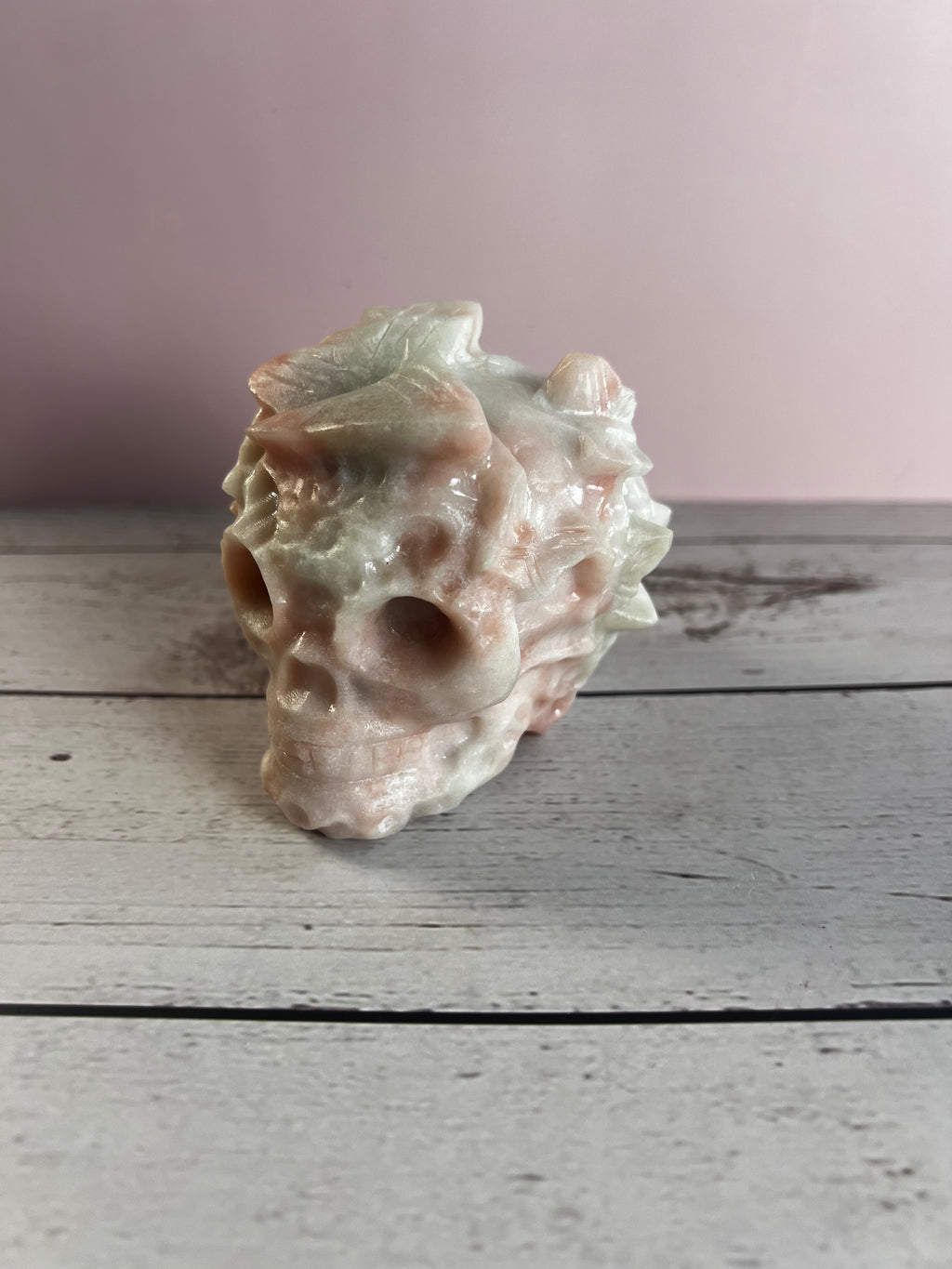 Pink Opal Skull with Butterflies 🦋💀🩷